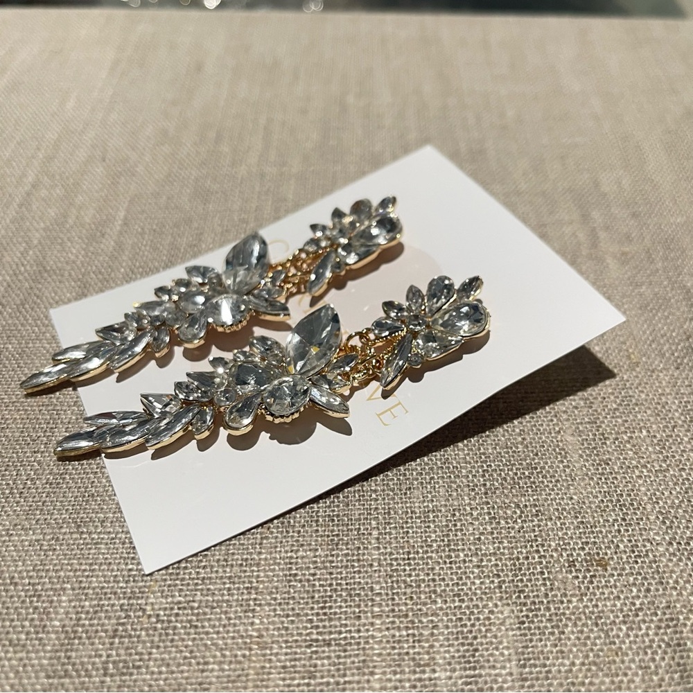 Elegant And Luxury Earring New - Rhinestone & Gold Drop | Bridal Jewelry - Picture 4 of 8